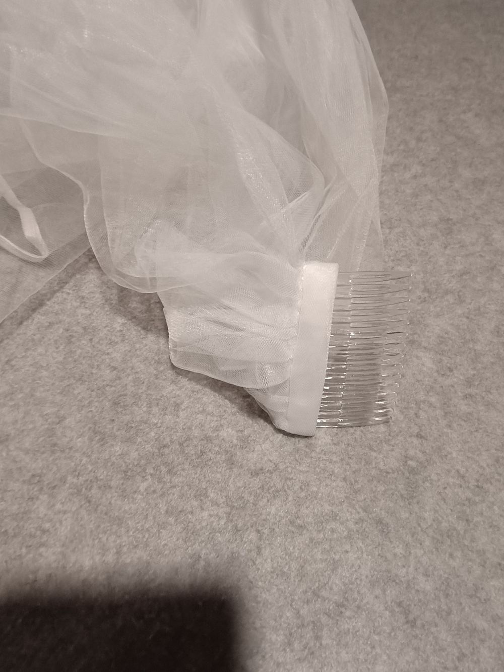 White Bridal Veil Hair Comb - Classic Wedding Accessory